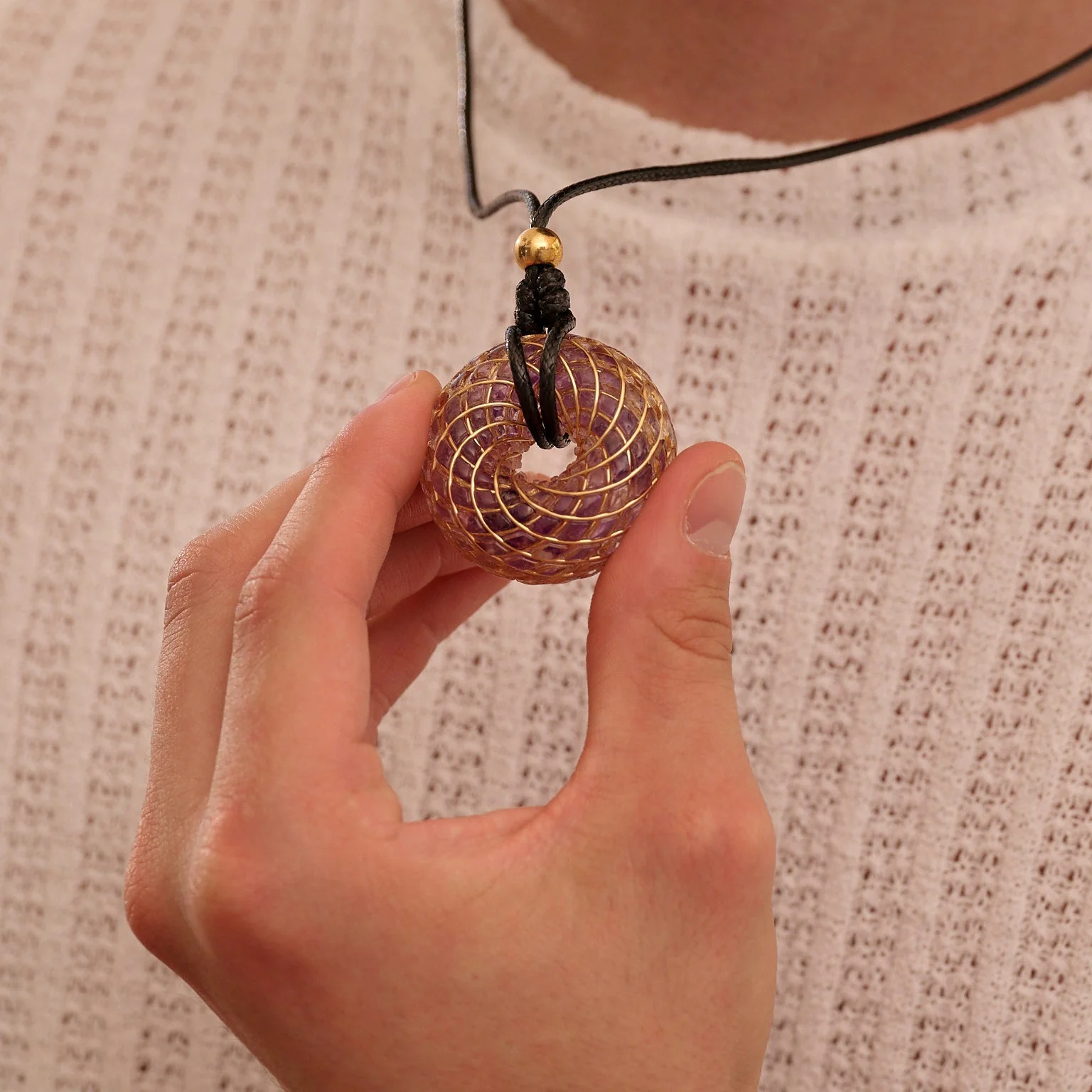 Violet Flame iTorus iZ Crystal Toroidal Pendant - Image 5